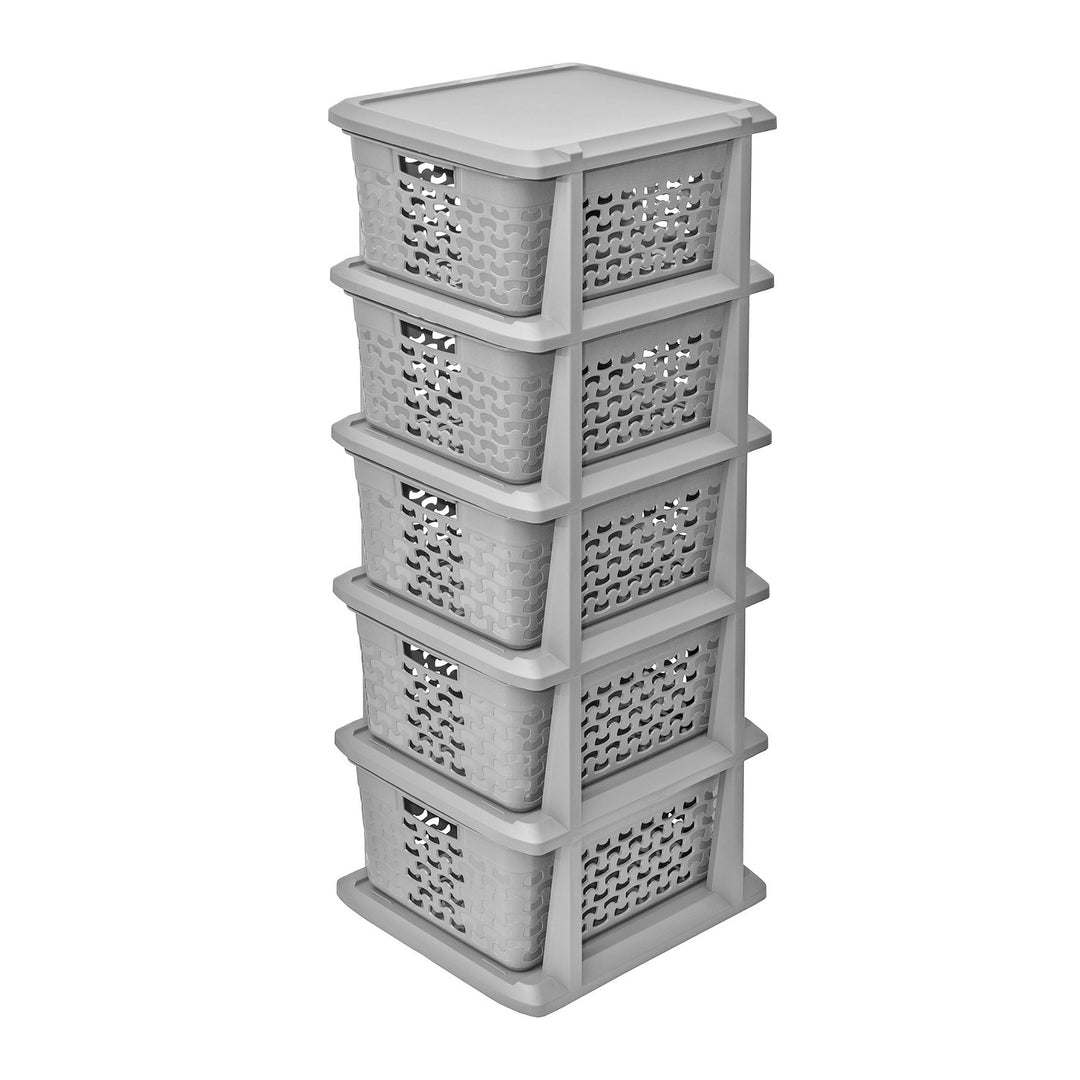 Soporte BranQ, Mueble 5 cestas extraíbles, universal, gris, Algodón 1785