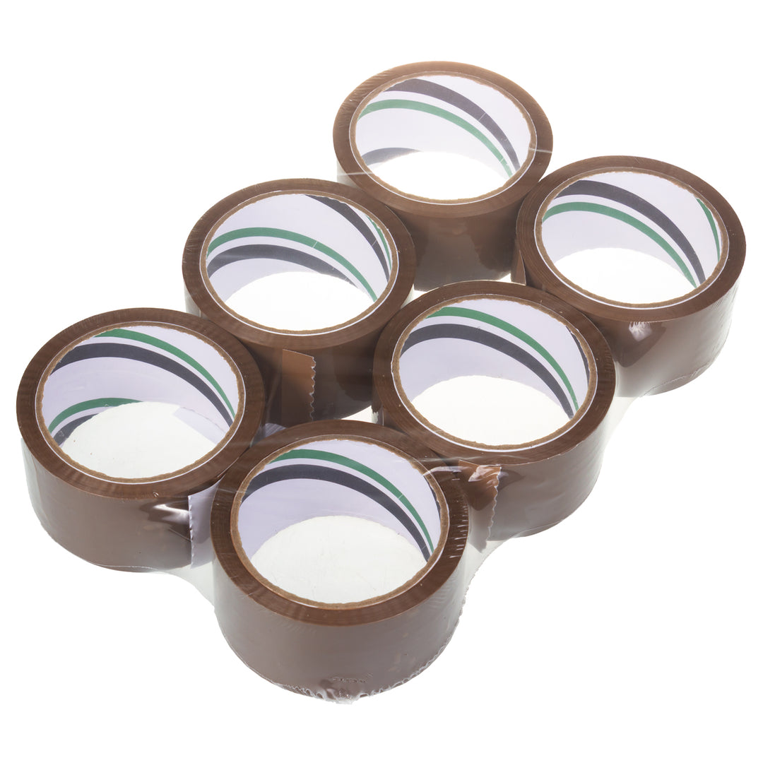 Cinta de embalaje acrílica autoadhesiva marrón 54m 48mm - 6 piezas