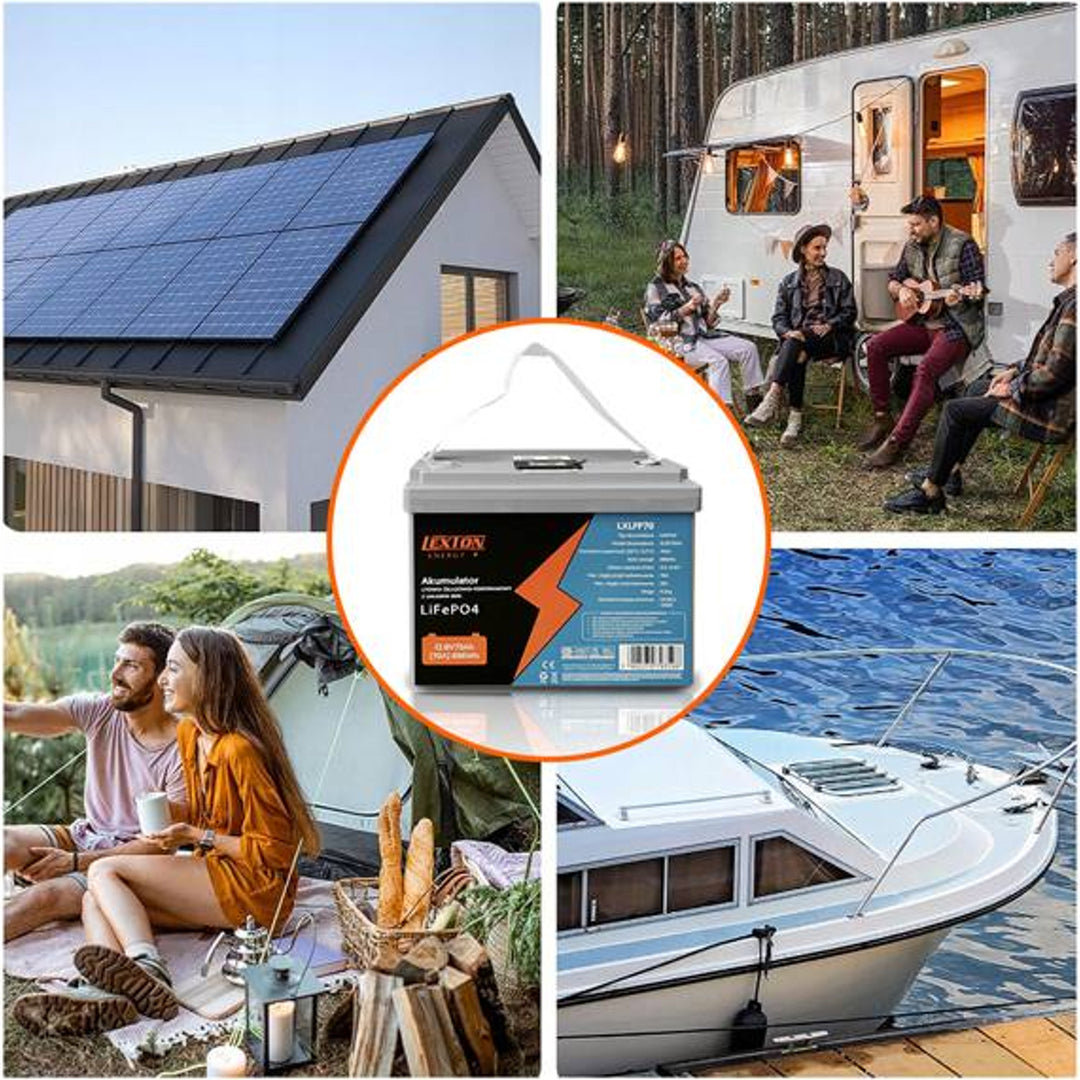 Batería de litio fosfato de hierro LiFePo4 Lexton, con BMS, 12,8 V, 70 Ah, LXLFP70