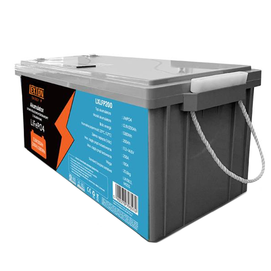Batería LiFePo4 Lexton de litio-hierro-fosfato, con BMS, 12,8V, 200Ah, LXLFP200