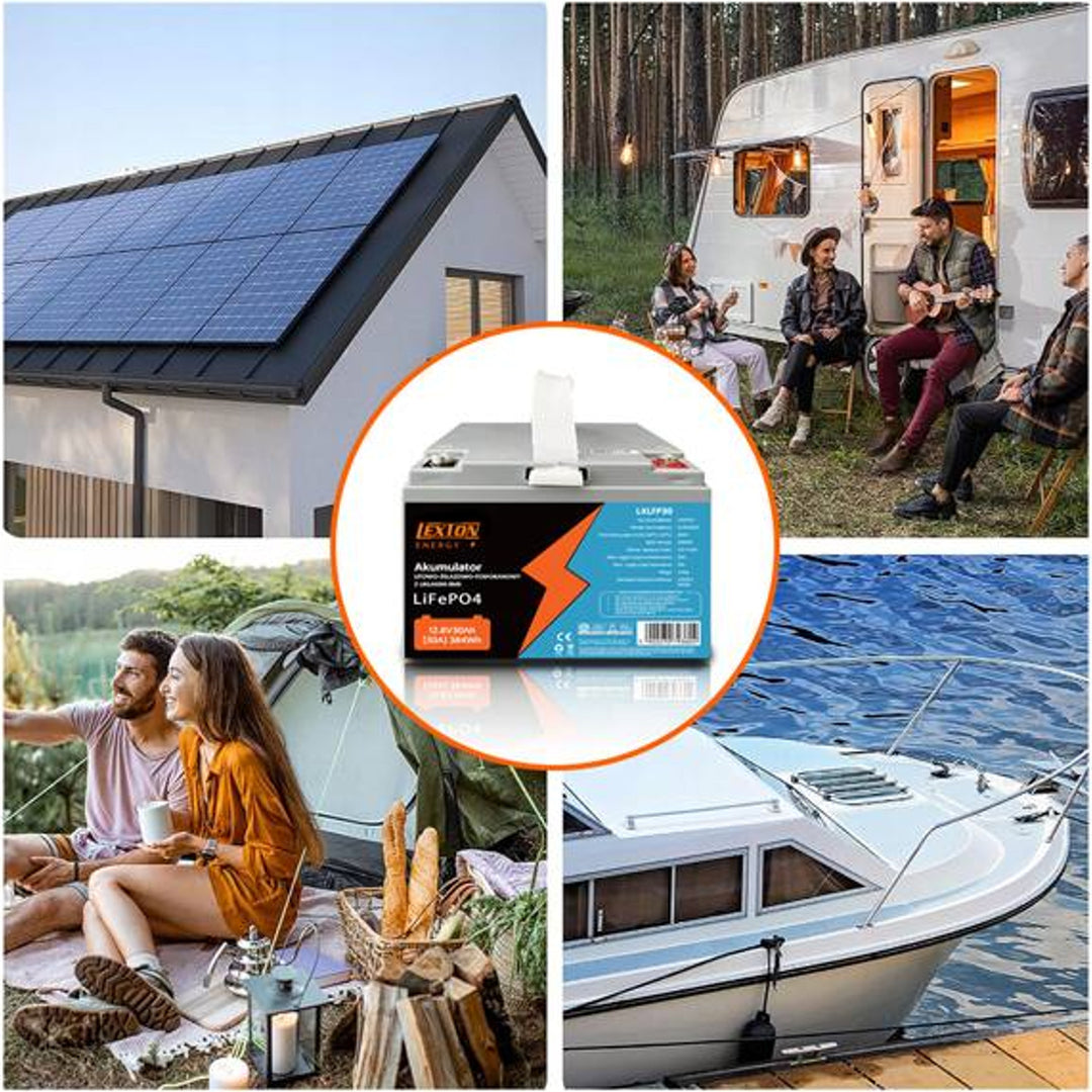 Batería LiFePo4 Lexton de litio-hierro-fosfato, con BMS, 12,8V, 30Ah, LXLFP30