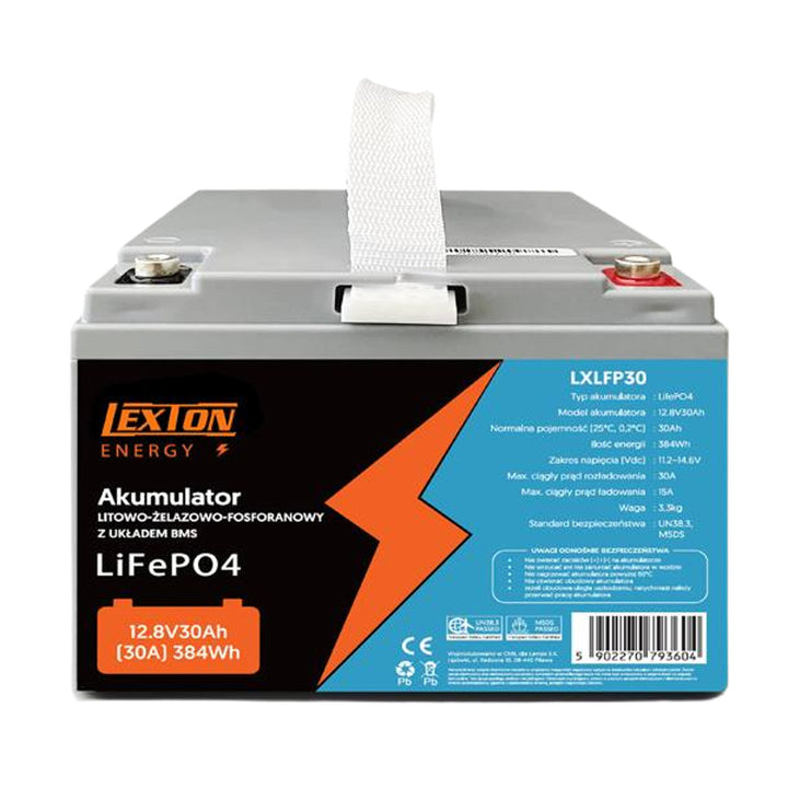 Batería LiFePo4 Lexton de litio-hierro-fosfato, con BMS, 12,8V, 30Ah, LXLFP30