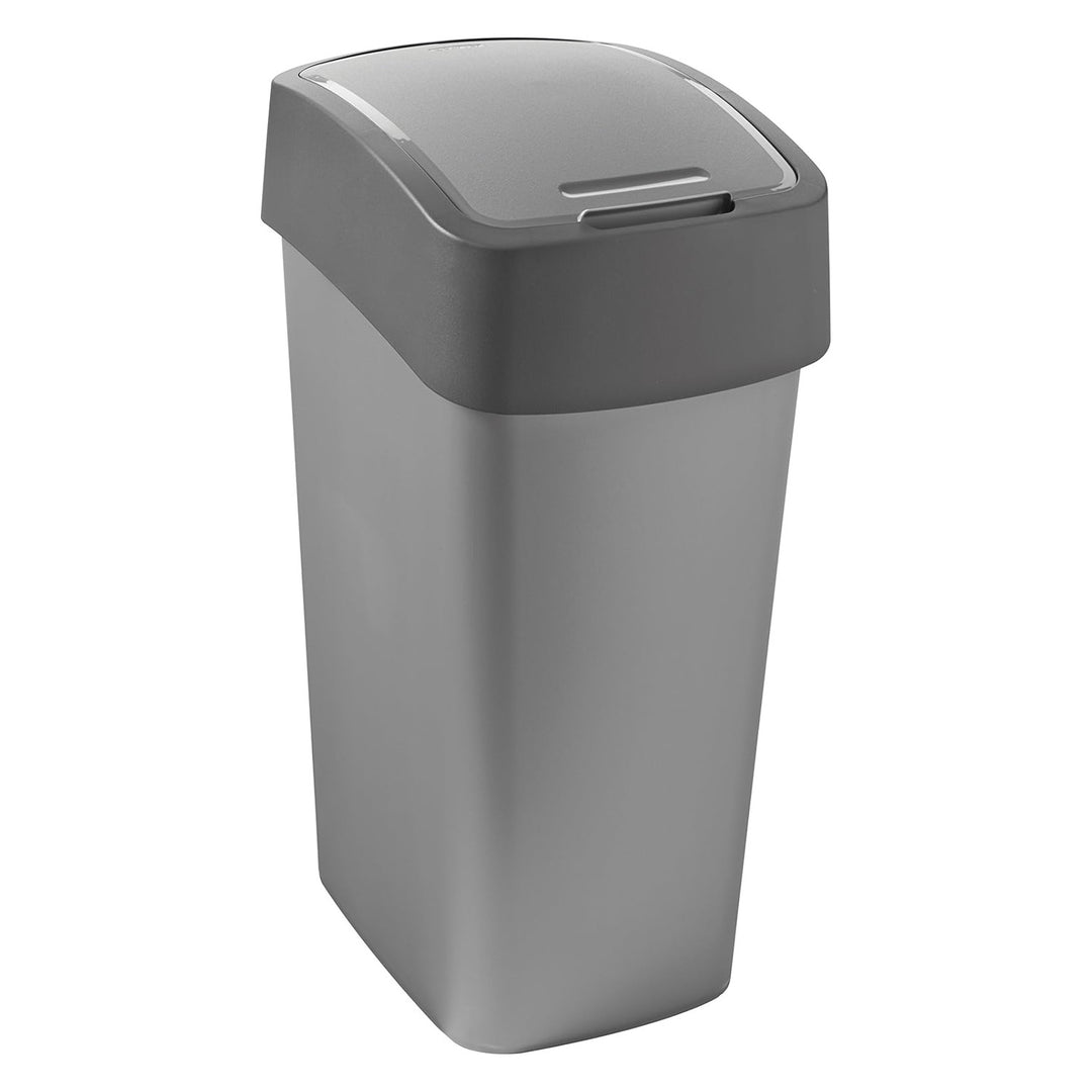 Papelera Curver, con tapa, abatible, 45l, gris, Flip Bin