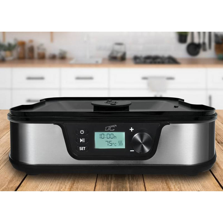 Secador para setas, verduras, frutas, carnes LTC, potencia regulable, base antideslizante, 5 bandejas, apto para lavavajillas, metal, con display, LXSR002