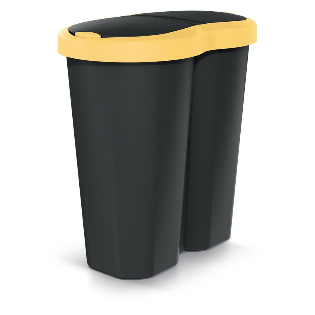 Papelera Compacta R Duo, amarilla/negra, capacidad 40L, un compartimento, dos tapas, NDRF40-1215C_S411