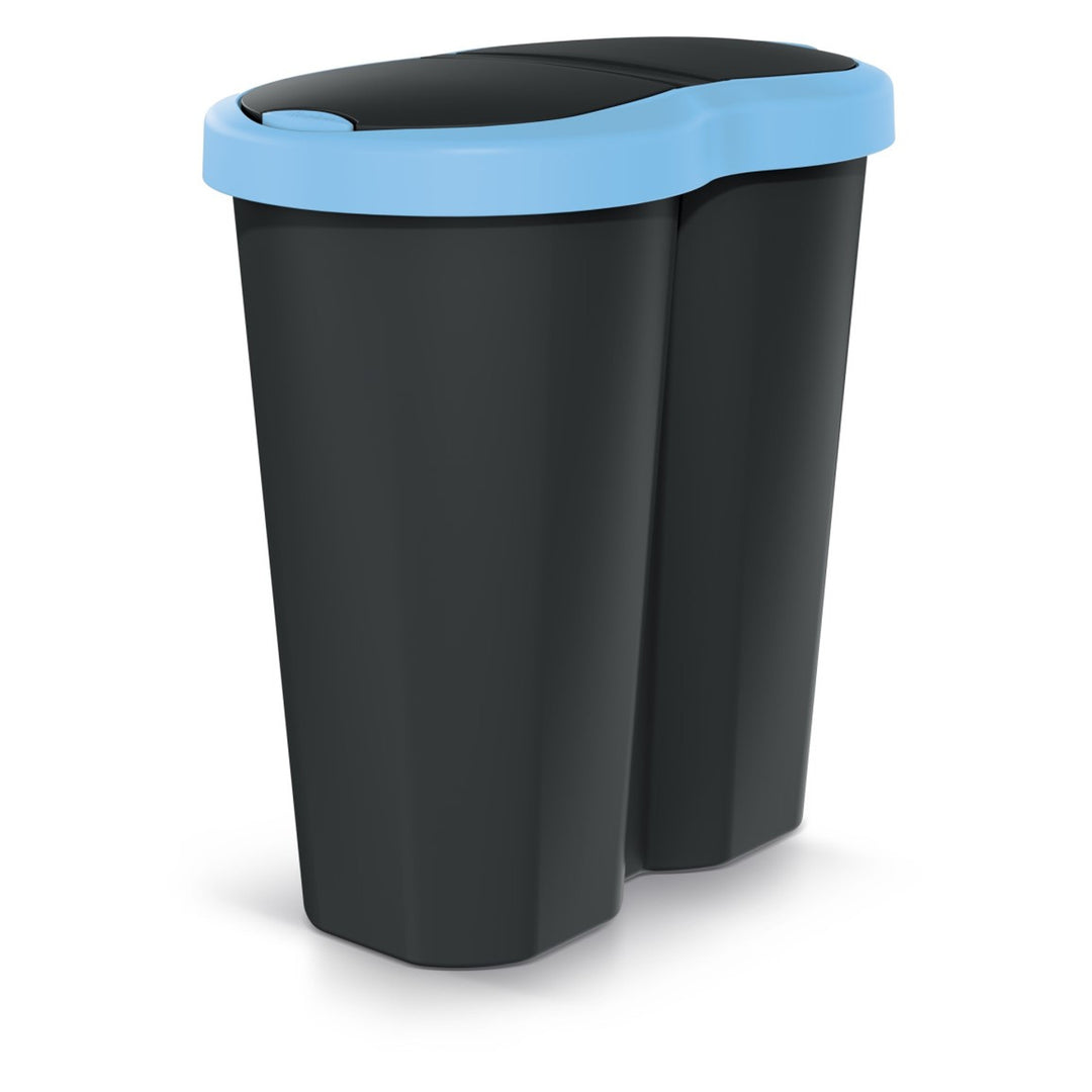 Papelera Compacta R Duo, azul/negro, capacidad 40L, un compartimento, dos tapas, NDRF40-2717C_S411