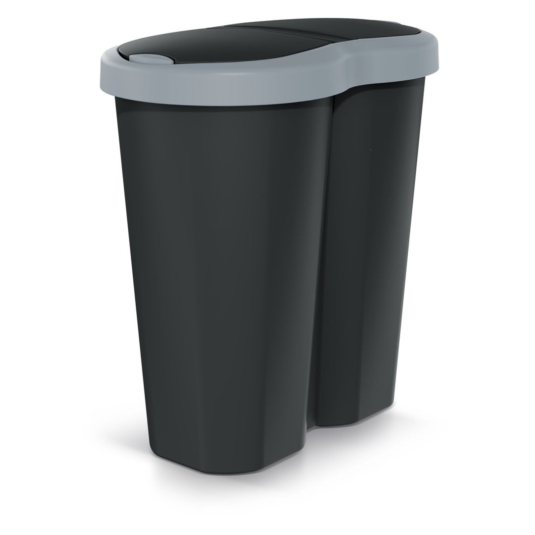 Papelera Compacta R Duo, gris/negro, capacidad 40L, un compartimento, dos tapas, NDRF40-429U_S411