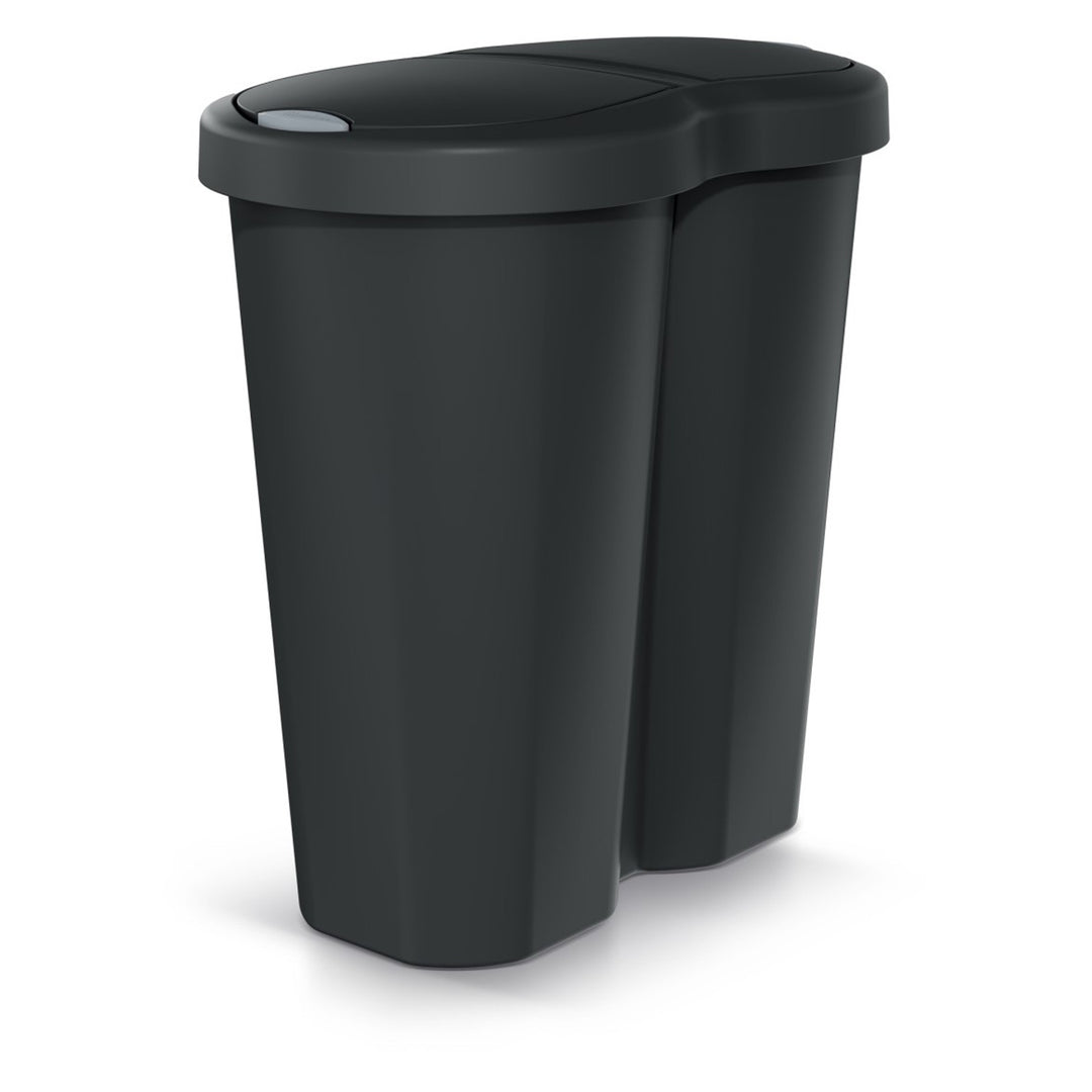 Papelera Compacta R Duo, negra, capacidad 40L, un compartimento, dos tapas, NDRF40-S411