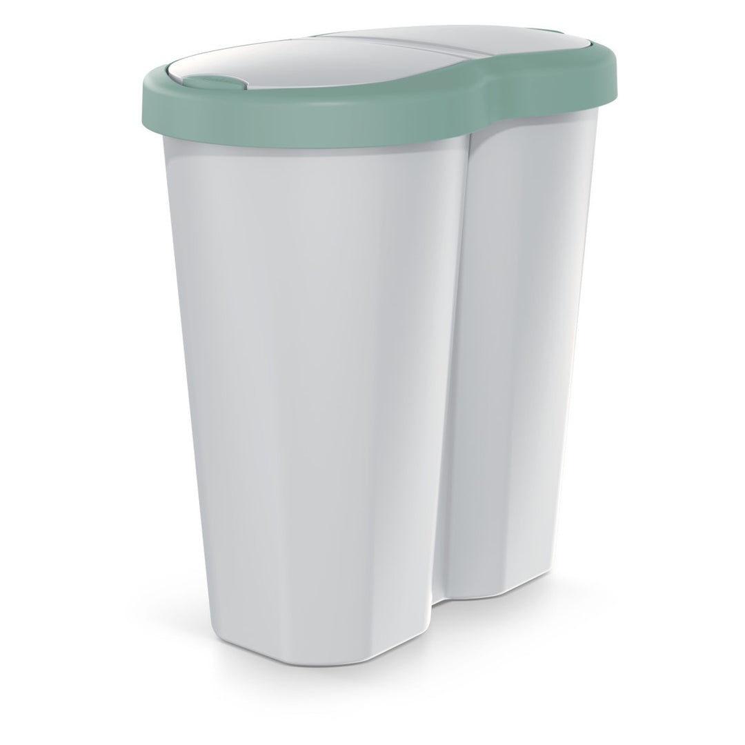 Papelera Compacta R Duo, verde/ceniza, capacidad 40L, un compartimento, dos tapas, NDRF40-5575C_427C