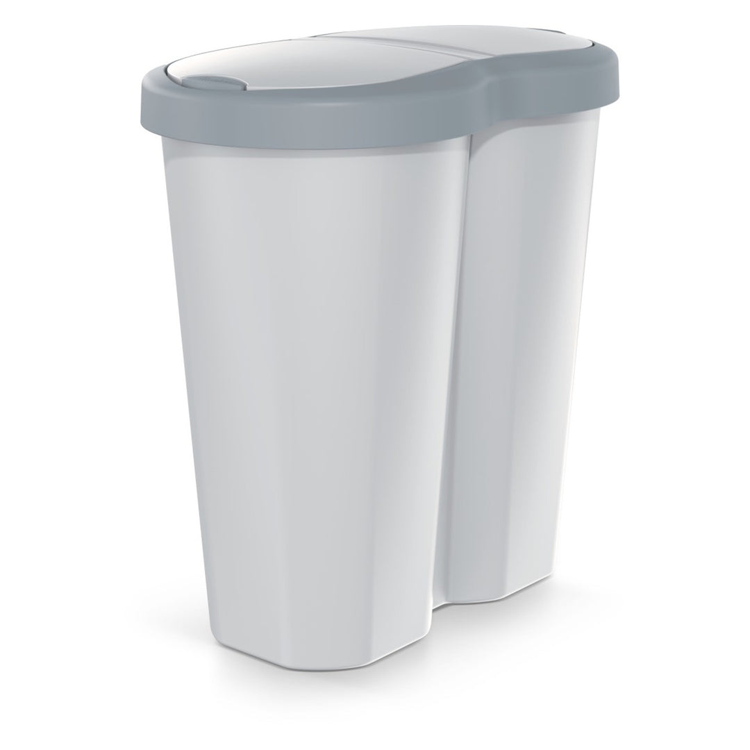 Papelera Compacta R Duo, gris/gris ceniza, capacidad 40L, un compartimento, dos tapas, NDRF40-429U_427C