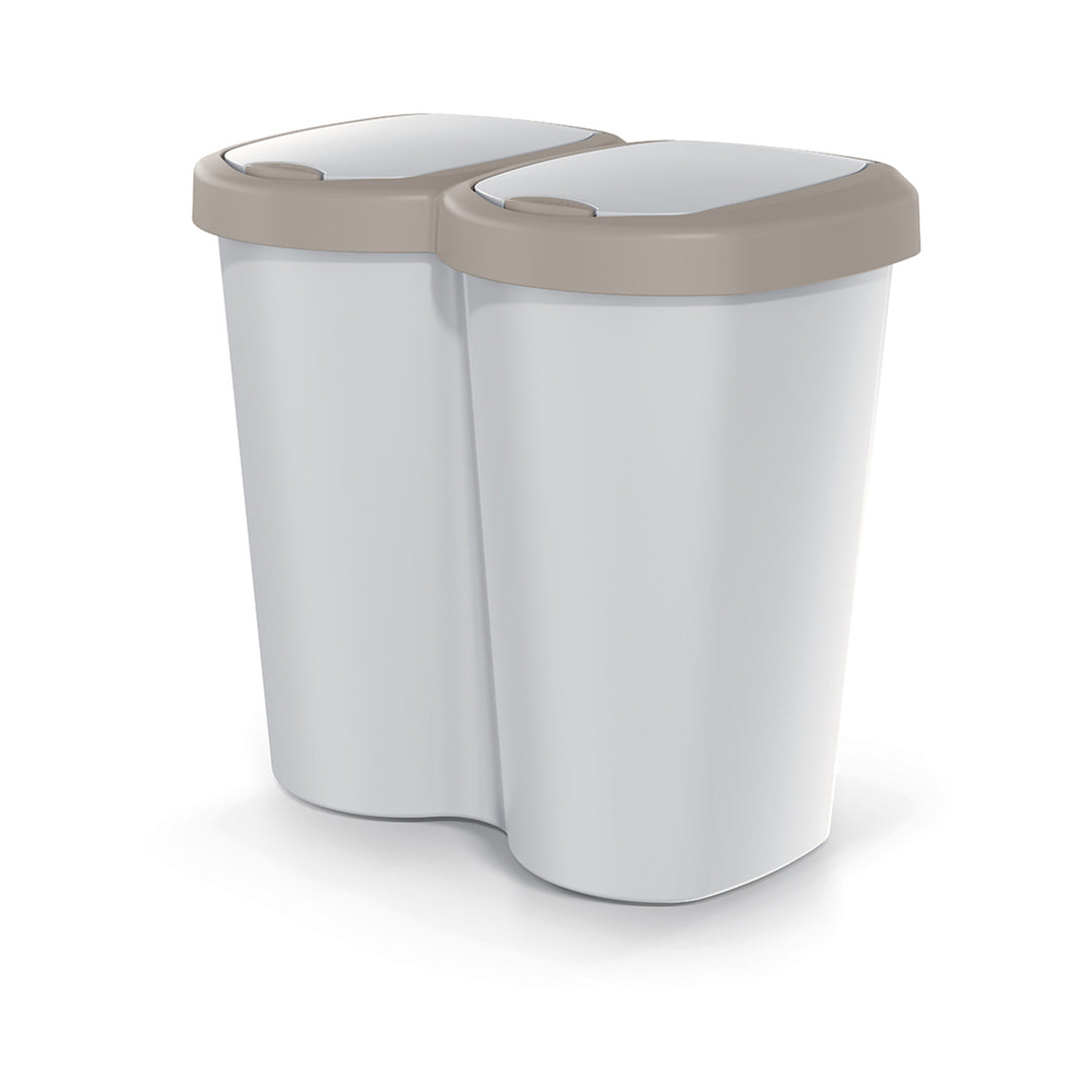 Papelera Compacta B Duo, marrón/achemira, capacidad 40L, un compartimento, dos tapas, versión para montaje en pared, NDBS40-WG5C_427C