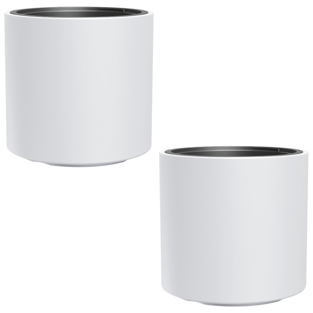HEOS maceta a prueba de heladas, blanco, con inserto, capacidad 31L, mate, DBHER470, 2 piezas