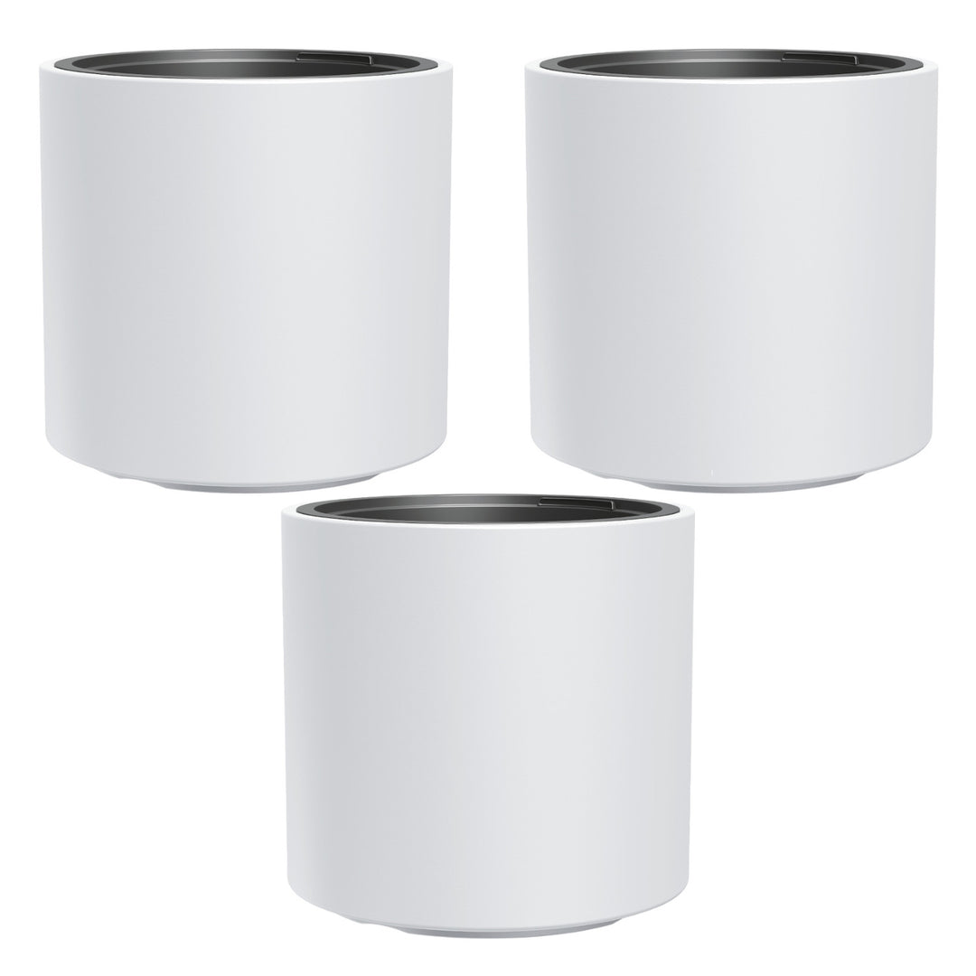 Maceta HEOS resistente a heladas, blanca, con inserto, capacidad 31L, mate, DBHER470, 3 piezas