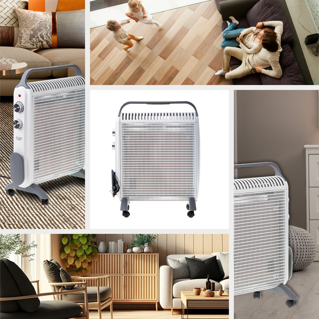 Convector calefactor, sobre ruedas, 2 niveles de potencia, máx. 2000W, termostato, AD 7750