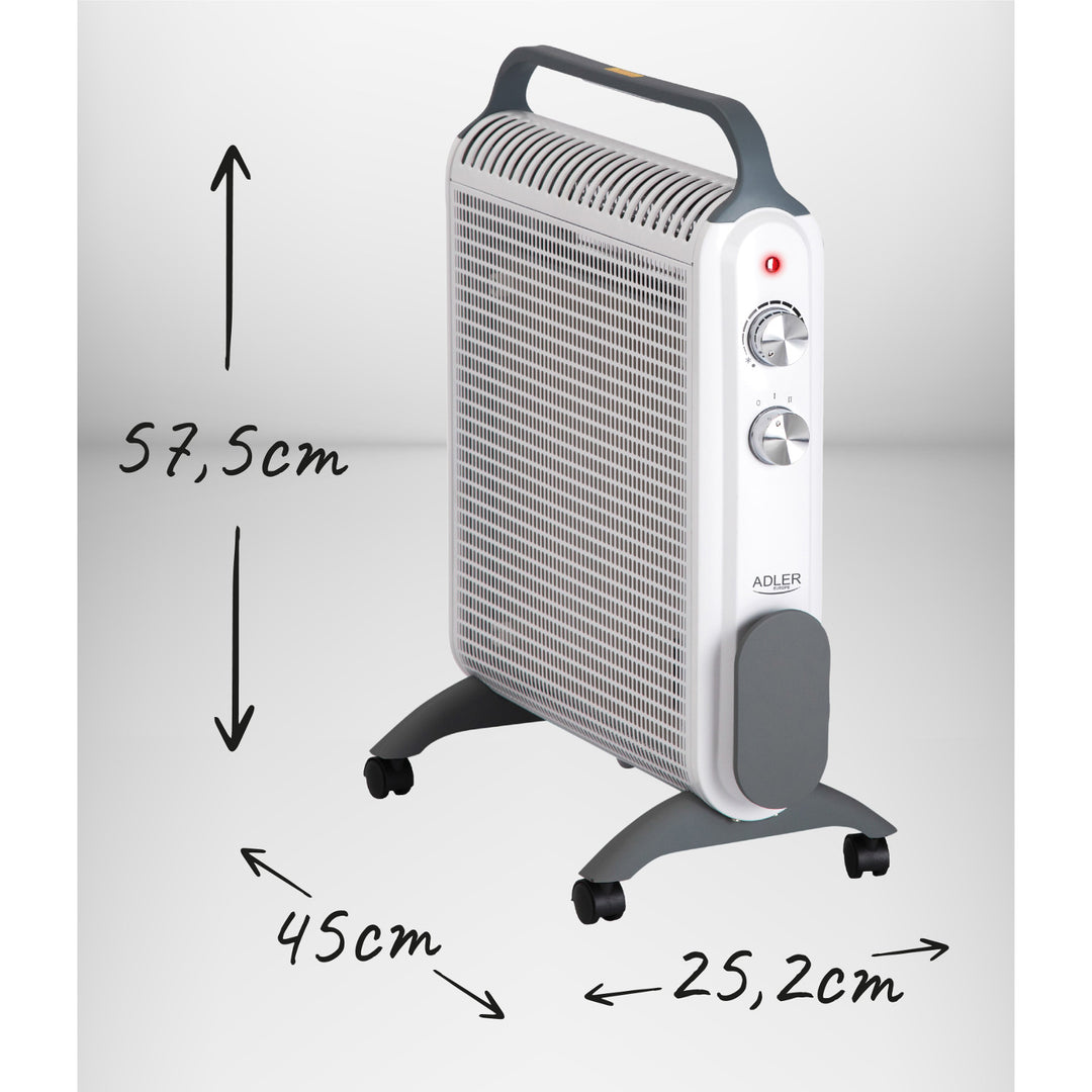 Convector calefactor, sobre ruedas, 2 niveles de potencia, máx. 2000W, termostato, AD 7750
