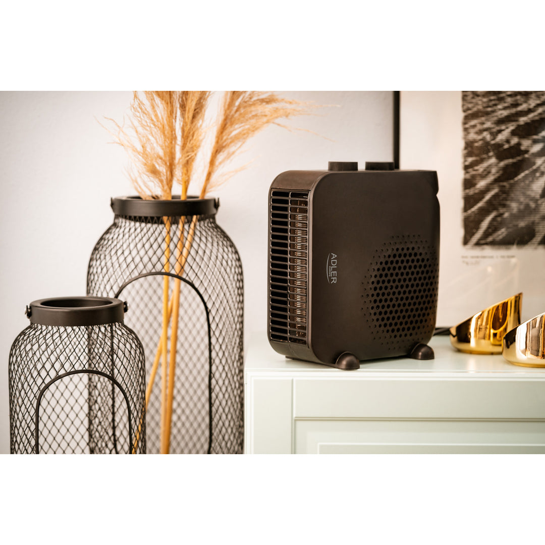 Termoventilador Adler, 2 niveles de potencia, máx. 2000 W, termostato, negro, AD 7725