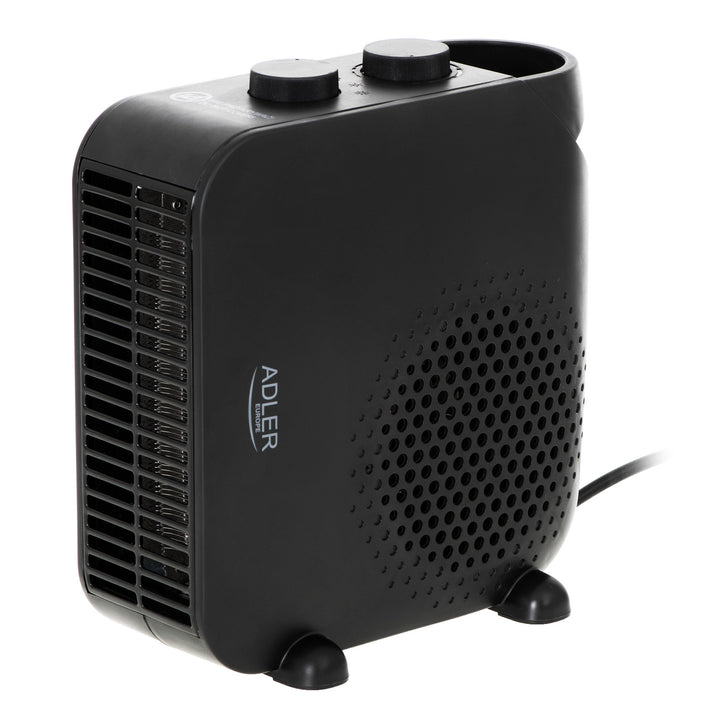 Termoventilador Adler, 2 niveles de potencia, máx. 2000 W, termostato, negro, AD 7725