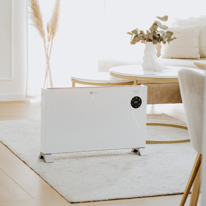 Convector Adler, pantalla LED, mando a distancia, 3 niveles de calefacción, termostato, máx. 2000W, AD 7752