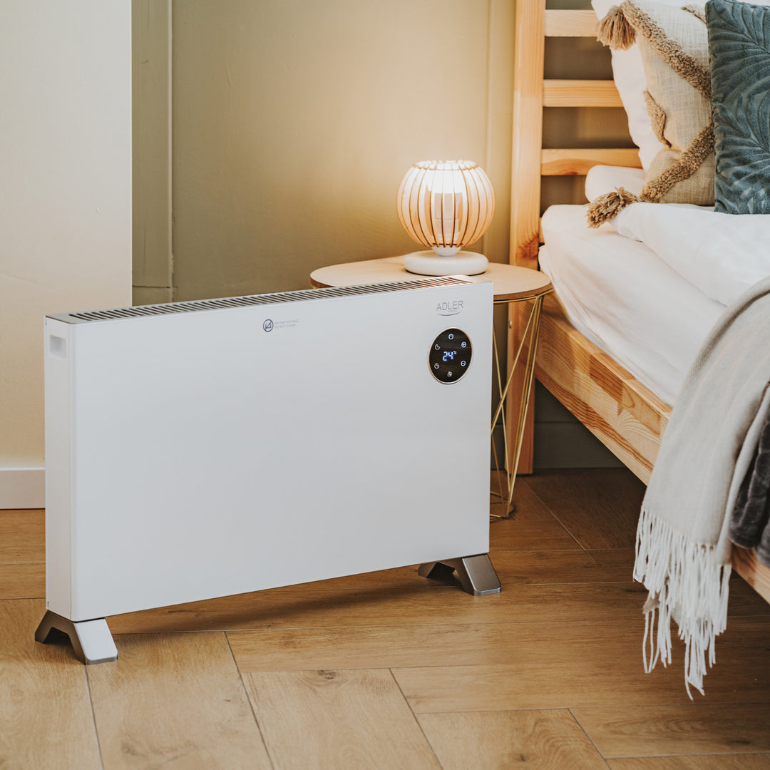 Convector Adler, pantalla LED, mando a distancia, 3 niveles de calefacción, termostato, máx. 2000W, AD 7752