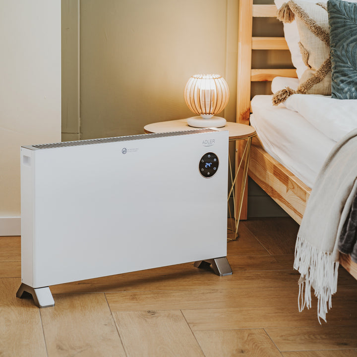 Convector Adler, pantalla LED, mando a distancia, 3 niveles de calefacción, termostato, máx. 2000W, AD 7752