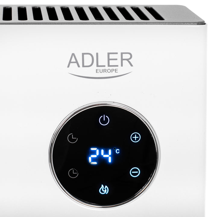 Convector Adler, pantalla LED, mando a distancia, 3 niveles de calefacción, termostato, máx. 2000W, AD 7752