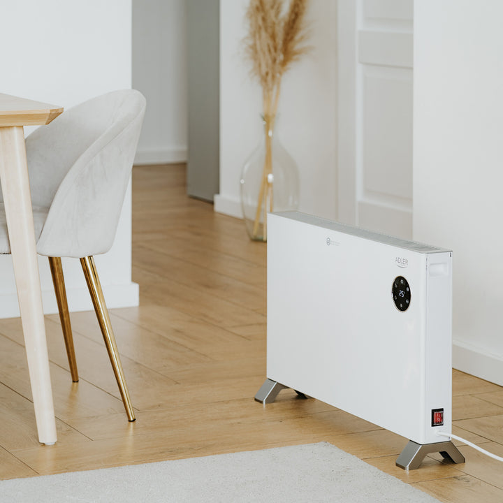 Convector Adler, pantalla LED, mando a distancia, 3 niveles de calefacción, termostato, máx. 2000W, AD 7752