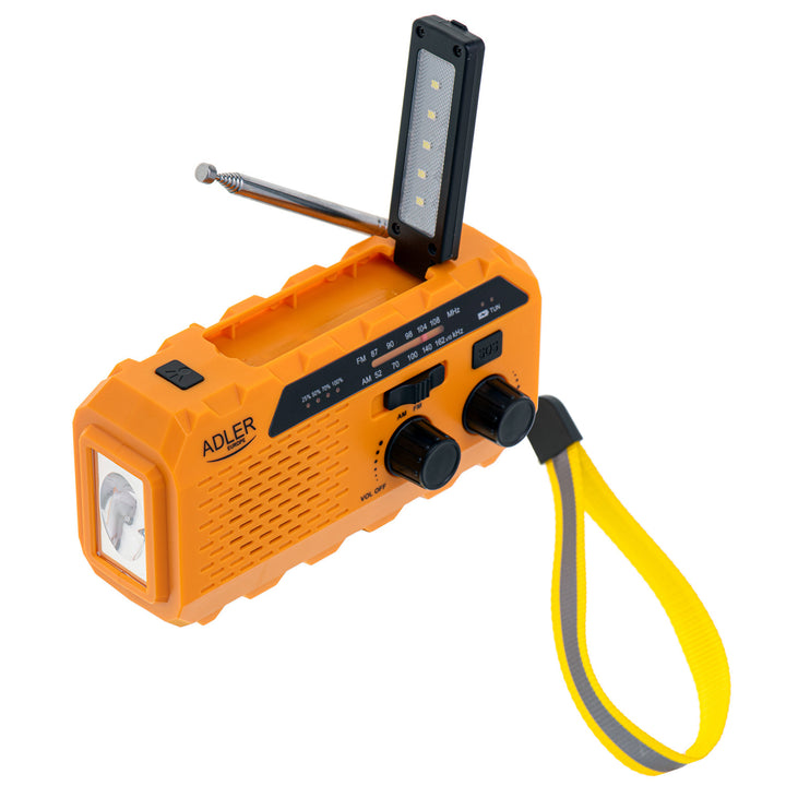Radio solar Adler, batería recargable de 1200 mAh, linterna, manivela, AD 1197