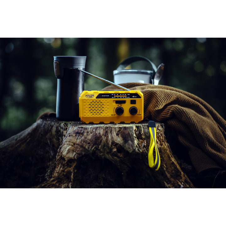 Radio solar Adler, batería recargable de 1200 mAh, linterna, manivela, AD 1197