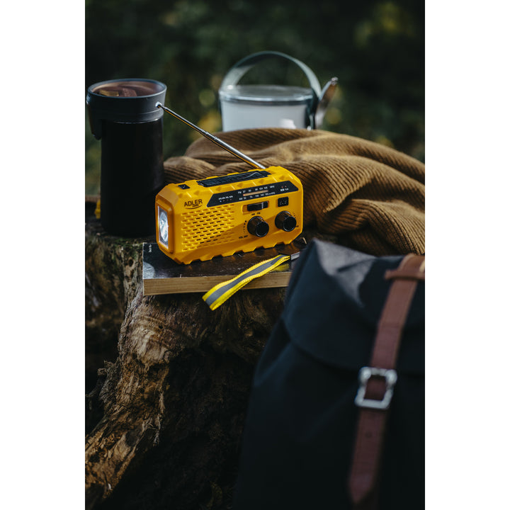Radio solar Adler, batería recargable de 1200 mAh, linterna, manivela, AD 1197
