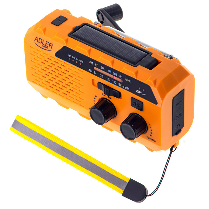 Radio solar Adler, batería recargable de 1200 mAh, linterna, manivela, AD 1197