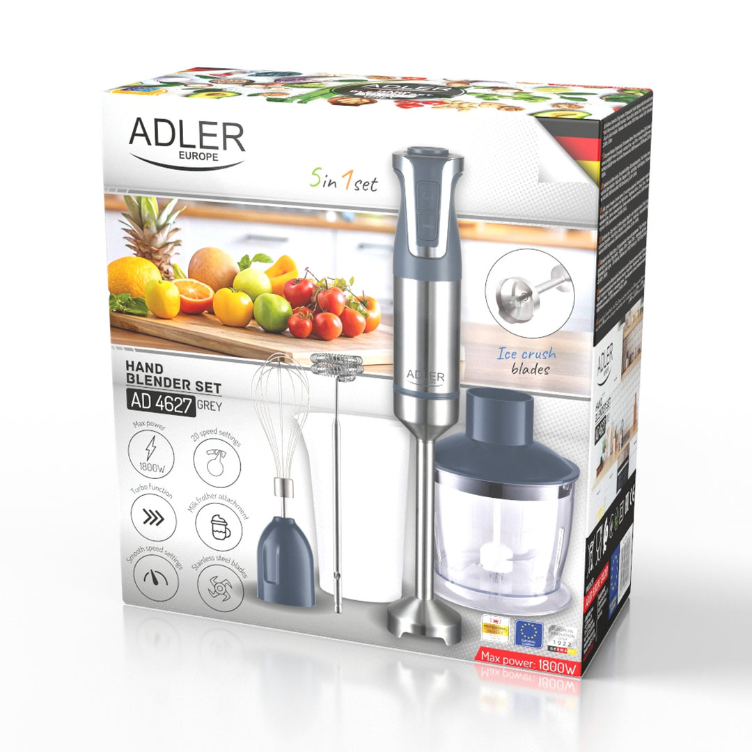 Batidora de mano Adler, multifunción, potencia 1800W, gris, función turbo, AD 4627 g