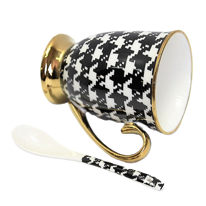 Taza Pepite Oro Mango Base Cuchara Porcelana Exclusiva, Reina Isabel