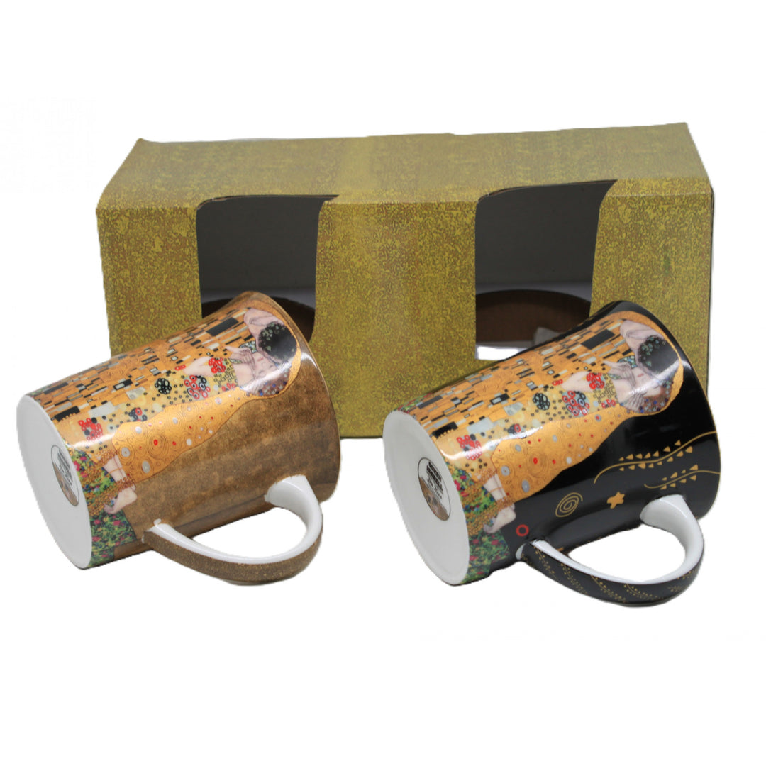 Gustav Klimt Kiss tazas negro y marrón 400ml, Reina Isabel