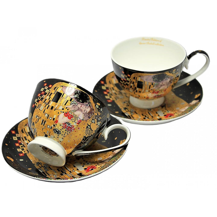 Juego de 2 tazas de porcelana Reina Isabell, motivo El beso de Klimt, 250 ml, W8KL356-22383
