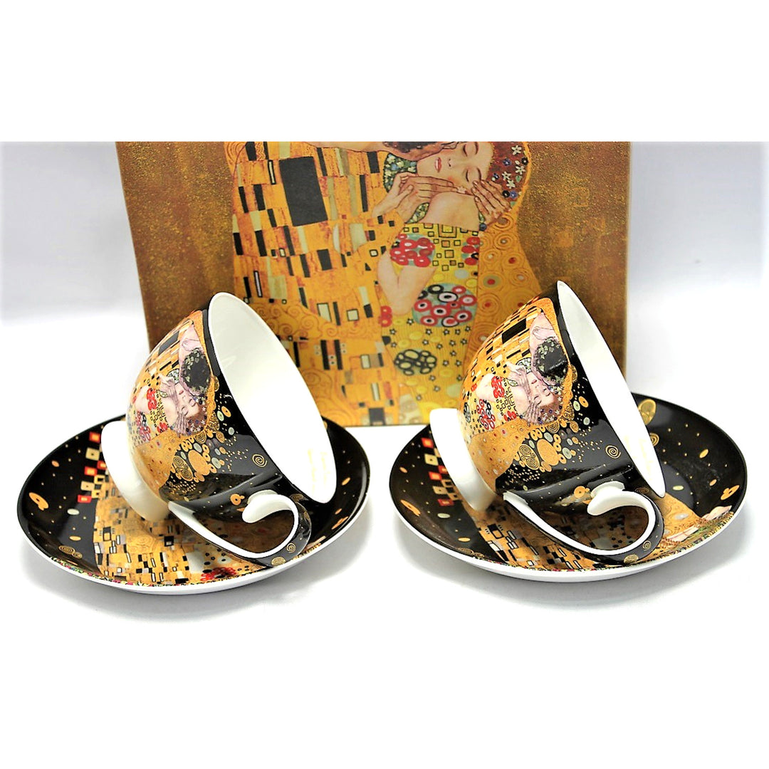Juego de 2 tazas de porcelana Reina Isabell, motivo El beso de Klimt, 250 ml, W8KL356-22383