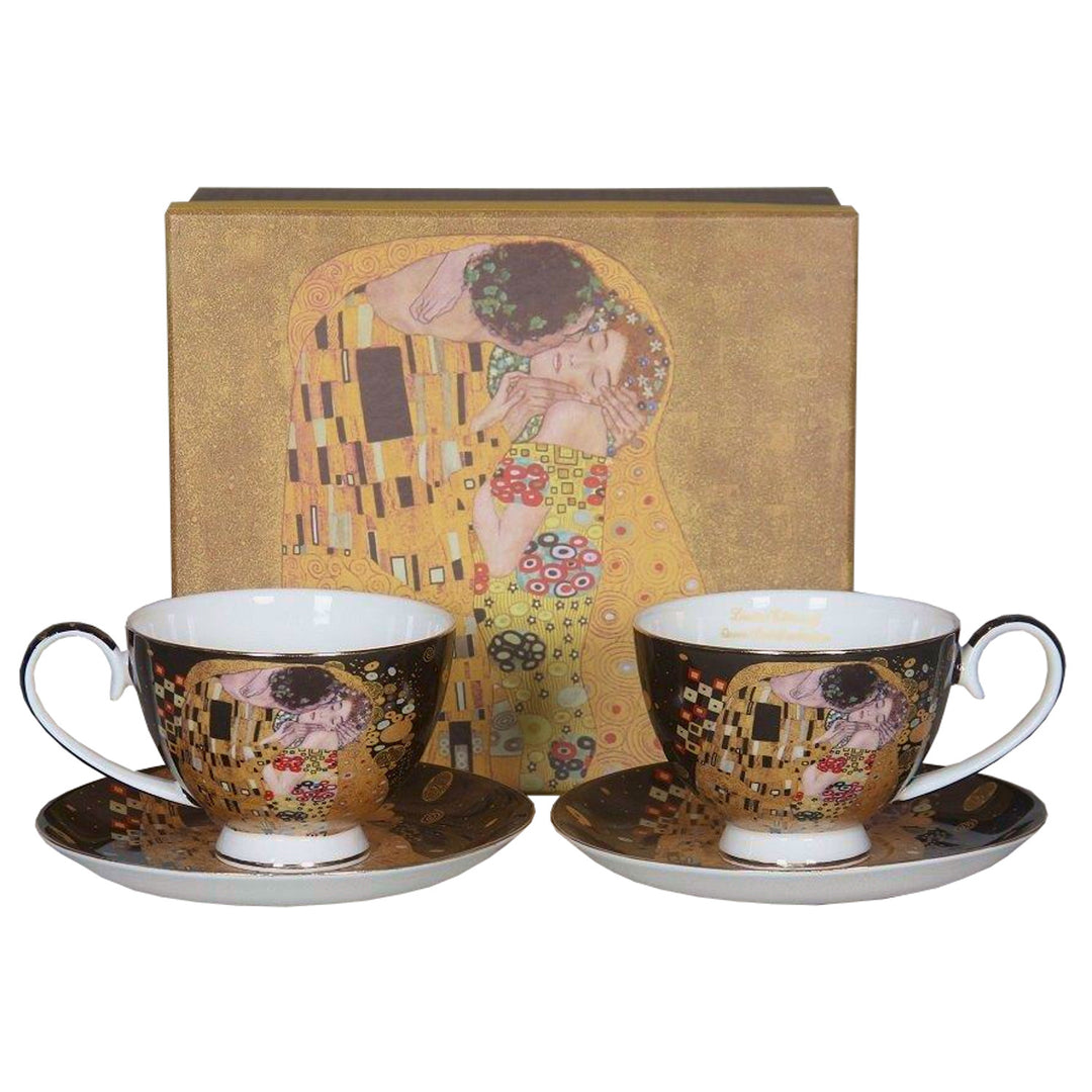 Juego de 2 tazas de porcelana Reina Isabell, motivo El beso de Klimt, 250 ml, W8KL356-22383