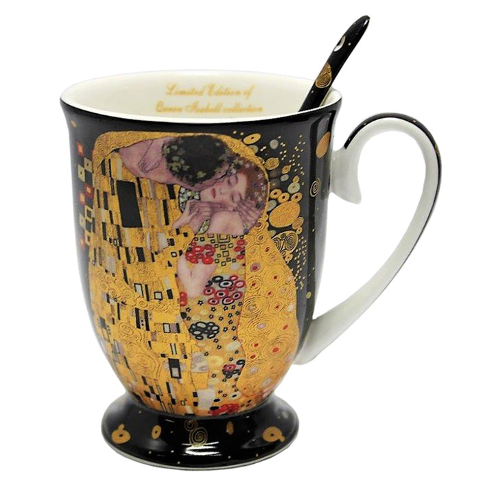 Taza de porcelana Reina Isabel con cuchara, motivo Klimt Kiss, 300ml, W9KL338-09121