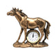 Estatuilla de caballo de pie, reloj, escultura decorativa de bronce, Reina Isabel