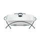Calientaplatos de cerámica Maestro, rectangular, blanco, capacidad 1,7L, puede usarse en el horno, rejilla y tapa con asa incluidas, MR-11362-73