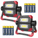 Lámpara de trabajo LED COB Maclean, 300 lm, 3 modos de iluminación, temperatura de color 6500 K, MCE439 2 unidades + 8 pilas Varta Industrial AA
