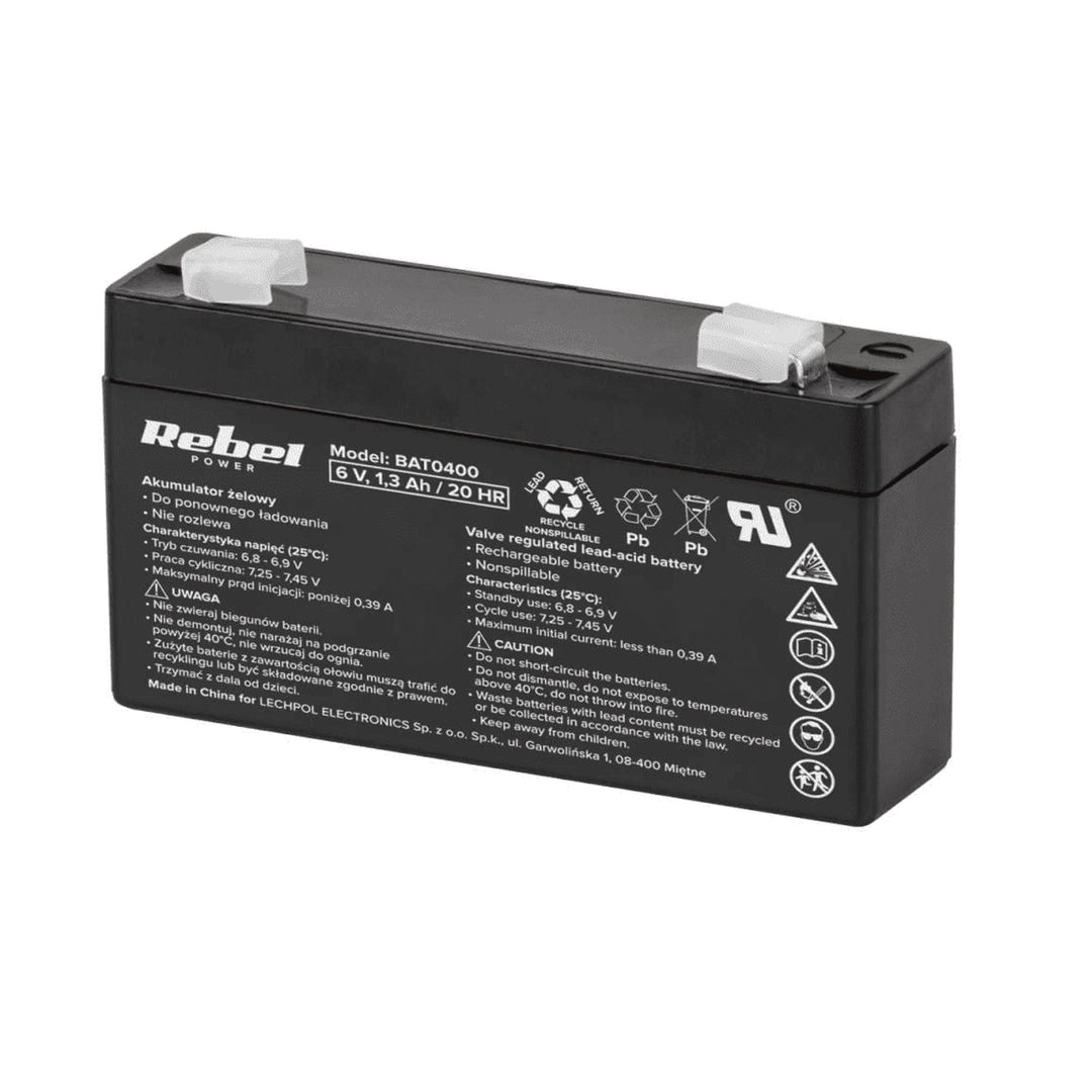 Batería de gel Rebel, sin mantenimiento, estanca, 6V, 1,3Ah, BAT0400