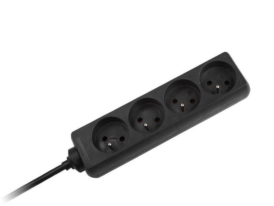Cable de extensión, 4 enchufes, 3 m, 1.5 mm, Kemot, regleta de alimentación negra