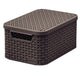 Cesto multiusos Curver com tampa, castanho escuro, estilo rattan P