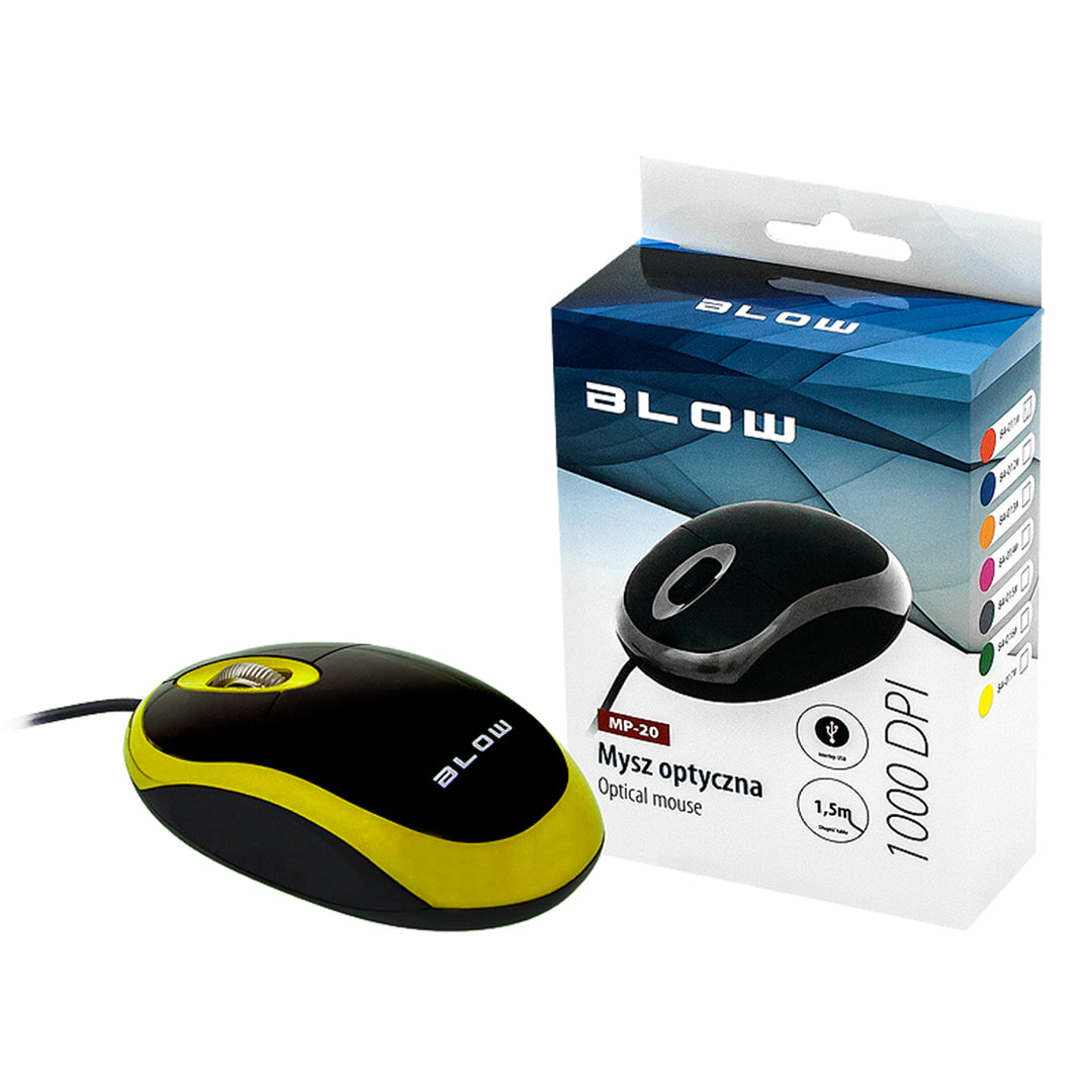 Mouse óptico de computador BLOW USB MP-20 para destros e canhotos
