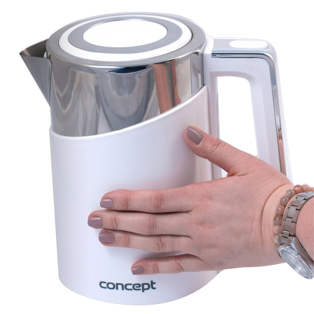 Concept Electrodomésticos RK3170 Hervidor de Agua con Termorregulación, 2200 W, 1.7 litros, Acero Inoxidable, Blanco