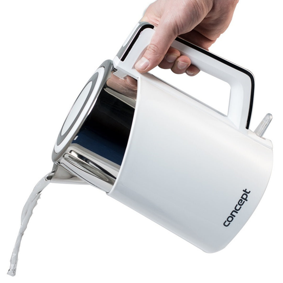 Concept Electrodomésticos RK3170 Hervidor de Agua con Termorregulación, 2200 W, 1.7 litros, Acero Inoxidable, Blanco