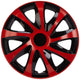Tapacubos universales 14 " 4 piezas en negro-rojo DRACO CS