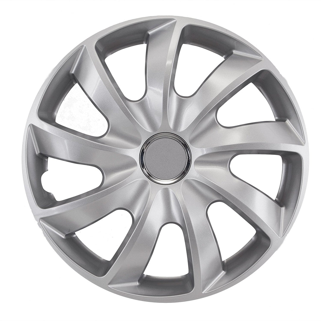 Juego de tapacubos universales 15" Stig lacado plata a presión 4 piezas