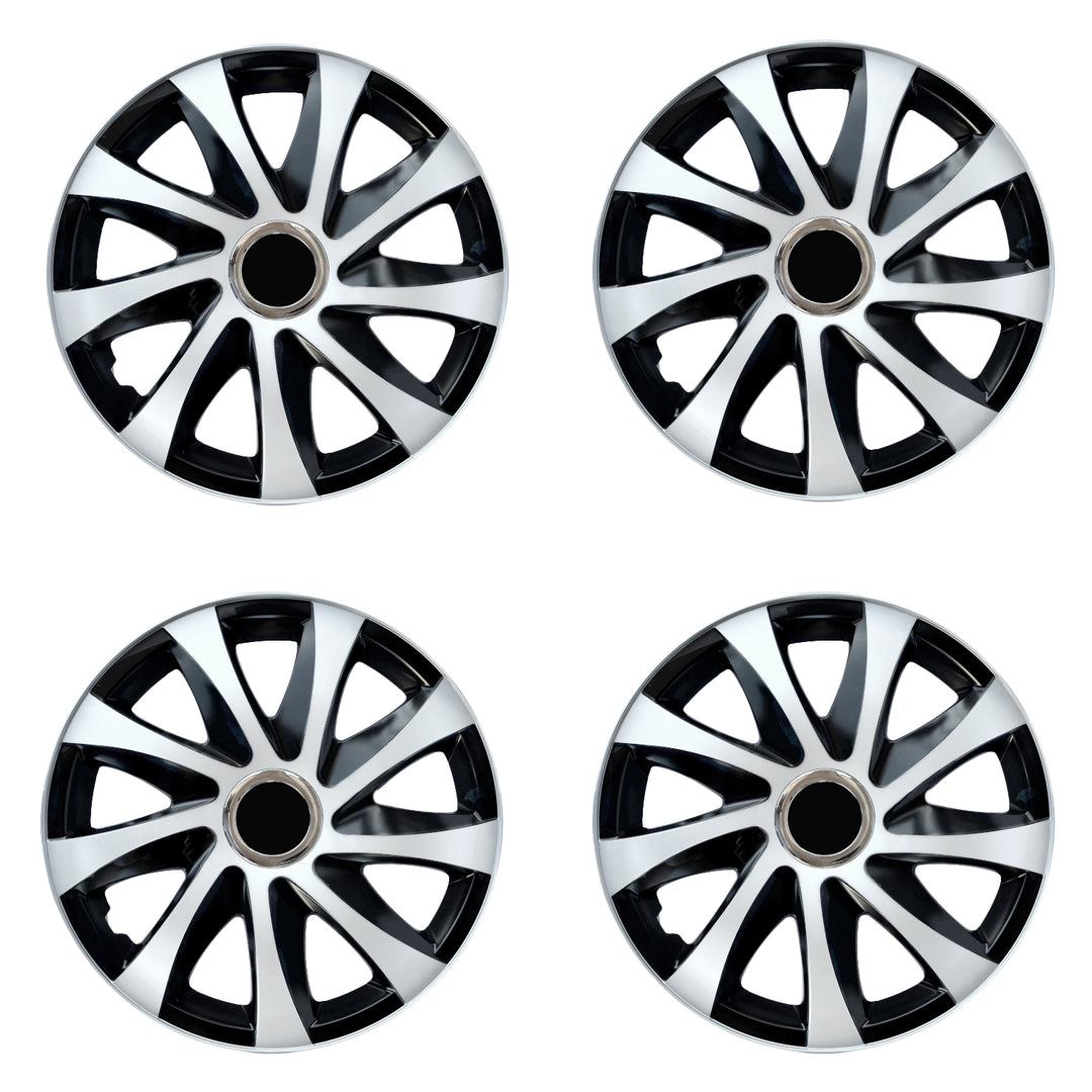 Tapacubos universales 16" NRM DRIFT Extra blanco/negro 4 piezas