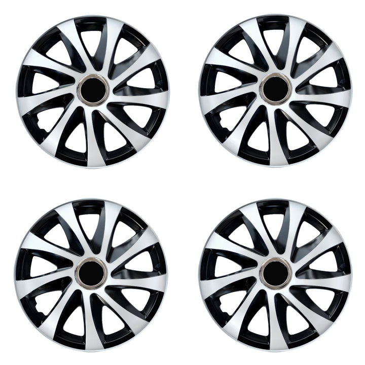 Tapacubos universales 16" NRM DRIFT Extra blanco/negro 4 piezas